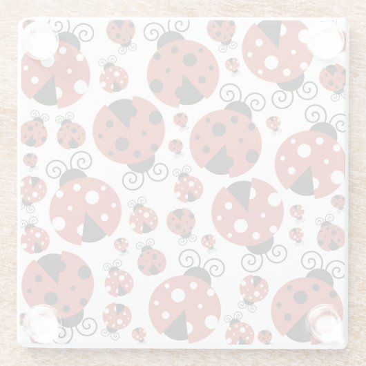 Patroon van luibugs, luidoezels, rode luibugs glazen onderzetter (Achterkant)