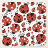Patroon van luibugs, luidoezels, rode luibugs kartonnen onderzetters (Voorkant)