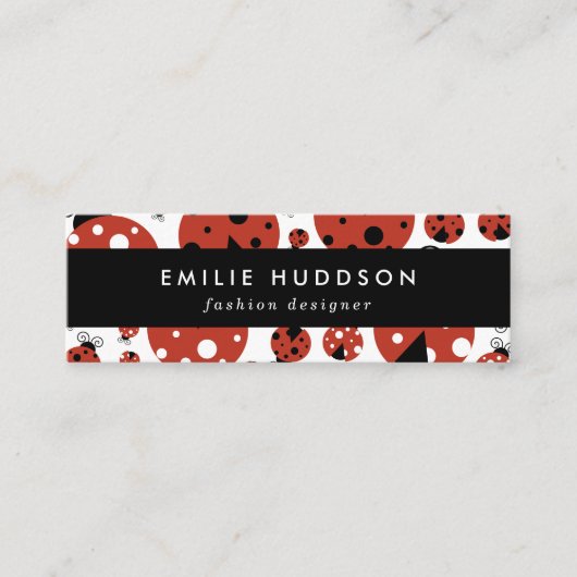 Patroon van luibugs, luidoezels, rode luibugs mini visitekaartje (Voorkant)