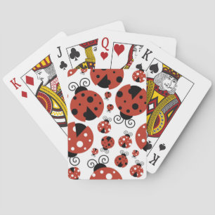 Patroon van luibugs, luidoezels, rode luibugs pokerkaarten