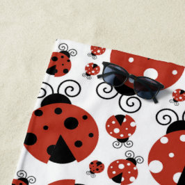 Patroon van luibugs, luidoezels, rode luibugs strandlaken