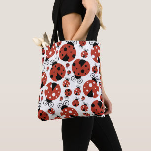 Patroon van luibugs, luidoezels, rode luibugs tote bag