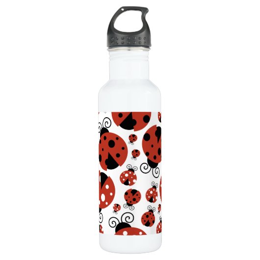 Patroon van luibugs, luidoezels, rode luibugs waterfles  (Voorkant)