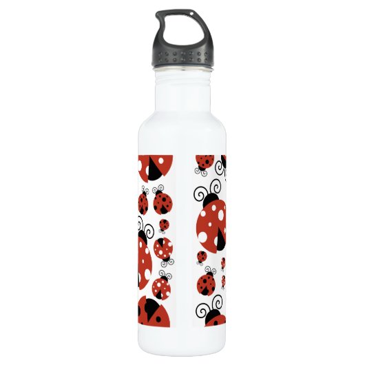 Patroon van luibugs, luidoezels, rode luibugs waterfles  (Achterkant)