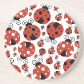 Patroon van luibugs, luidoezels, rode luibugs zandsteen onderzetter (Voorkant)