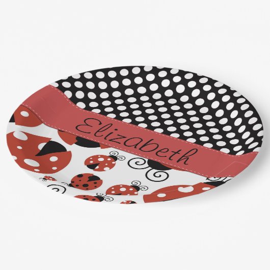 Patroon van luibugs, pokadots, Jouw naam Papieren Bordje (Gekanteld)
