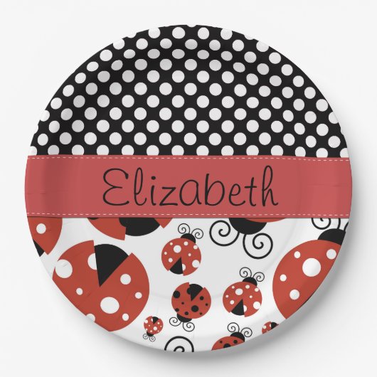 Patroon van luibugs, pokadots, Jouw naam Papieren Bordje (Voorkant)