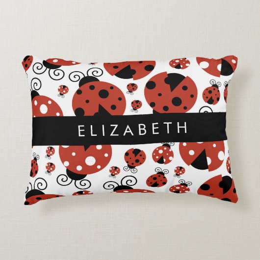Patroon van luibugs, rode luibugs, Jouw naam Accent Kussen (Voorkant)