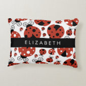 Patroon van luibugs, rode luibugs, Jouw naam Accent Kussen (Achterkant)