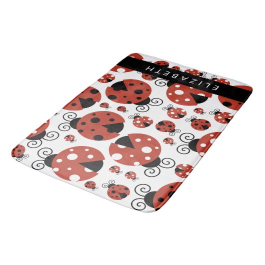 Patroon van luibugs, rode luibugs, Jouw naam Badmat (Gekanteld)