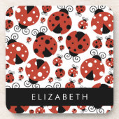 Patroon van luibugs, rode luibugs, Jouw naam Bier Onderzetter (Voorkant)