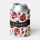 Patroon van luibugs, rode luibugs, Jouw naam Blikjeskoeler (Blikje Voorkant)