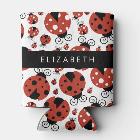 Patroon van luibugs, rode luibugs, Jouw naam Blikjeskoeler (Achterkant)