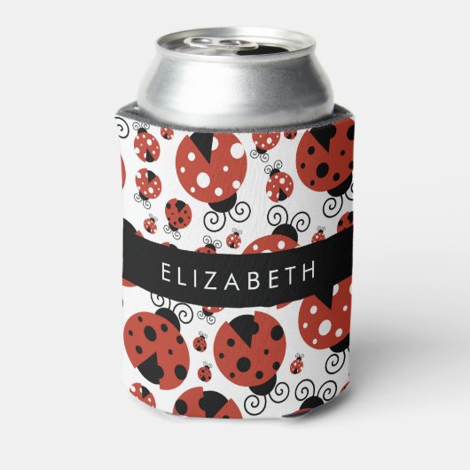 Patroon van luibugs, rode luibugs, Jouw naam Blikjeskoeler (Blikje Achterkant)