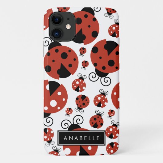 Patroon van luibugs, rode luibugs, Jouw naam Case-Mate iPhone Case (Achterkant)