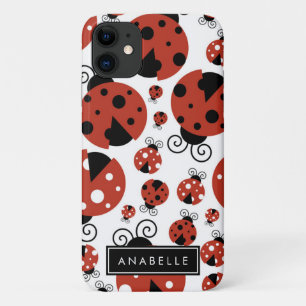Patroon van luibugs, rode luibugs, Jouw naam Case-Mate iPhone Case