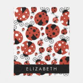 Patroon van luibugs, rode luibugs, Jouw naam Fleece Deken (Voorkant)