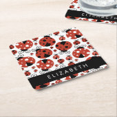 Patroon van luibugs, rode luibugs, Jouw naam Kartonnen Onderzetters (Schuin)