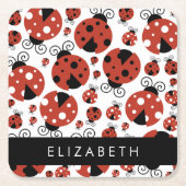 Patroon van luibugs, rode luibugs, Jouw naam Kartonnen Onderzetters (Voorkant)