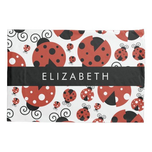 Patroon van luibugs, rode luibugs, Jouw naam Kussensloop (Achterkant)