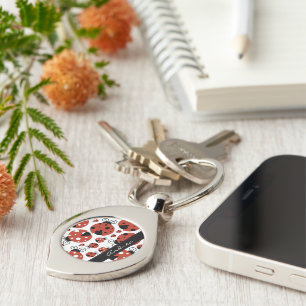 Patroon van luibugs, rode luibugs, Jouw naam Sleutelhanger