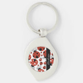 Patroon van luibugs, rode luibugs, Jouw naam Sleutelhanger (Voorkant)
