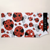 Patroon van luibugs, rode luibugs, Jouw naam Strandlaken (Voorkant)