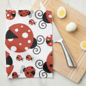 Patroon van luibugs, rode luibugs, Jouw naam Theedoek (Quarter Fold)