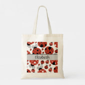 Patroon van luibugs, rode luibugs, Jouw naam Tote Bag (Achterkant)