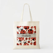 Patroon van luibugs, rode luibugs, Jouw naam Tote Bag (Voorkant)