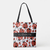 Patroon van luibugs, rode luibugs, Jouw naam Tote Bag (Achterkant)