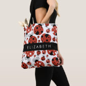 Patroon van luibugs, rode luibugs, Jouw naam Tote Bag (Dichtbij)