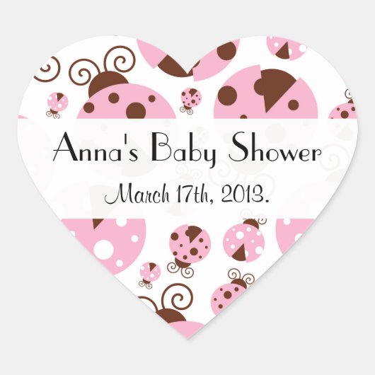 Patroon van luibugs, roze luibugs, Baby shower Hart Sticker (Voorkant)