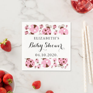 Patroon van luibugs, roze luibugs, Baby shower Servet