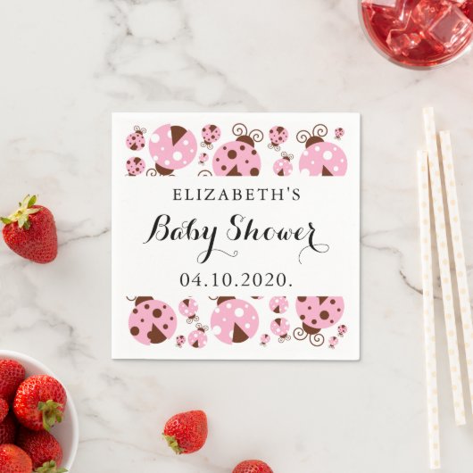 Patroon van luibugs, roze luibugs, Baby shower Servet (Insitu)