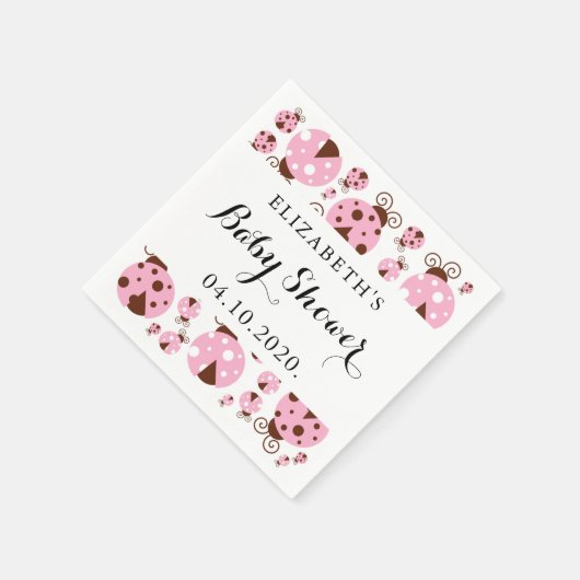 Patroon van luibugs, roze luibugs, Baby shower Servet (Hoek)