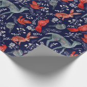 Patroon van Malse Bosdieren op Marineblauw Cadeaupapier (Hoek)