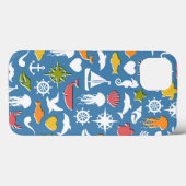 Patroon van mariene symbolen Case-Mate iPhone case (Achterkant (horizontaal))