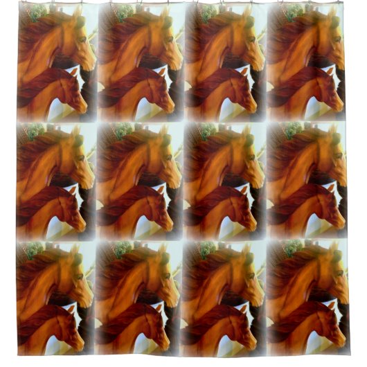 patroon van merg en pony douchegordijn (Voorkant)