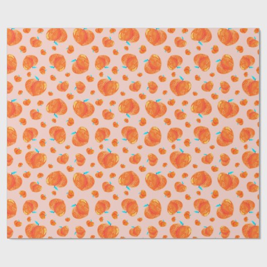 Patroon van met de hand getekende perziken cadeaupapier (Vlak)