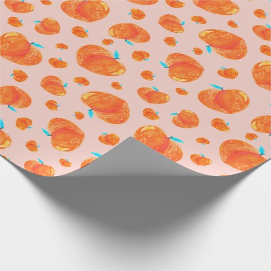 Patroon van met de hand getekende perziken cadeaupapier (Hoek)