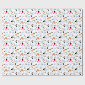 Patroon van moppige sneeuwmannengezichten, blauwe  cadeaupapier (Vlak)