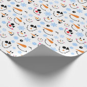Patroon van moppige sneeuwmannengezichten, blauwe  cadeaupapier (Hoek)