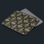 patroon van mousserende maskers laptop sleeve<br><div class="desc">Mousserende  bloemmaskers patroon boven een zwarte achtergrond.</div>