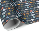Patroon van oceaanbewoners cadeaupapier (Rol Hoek)