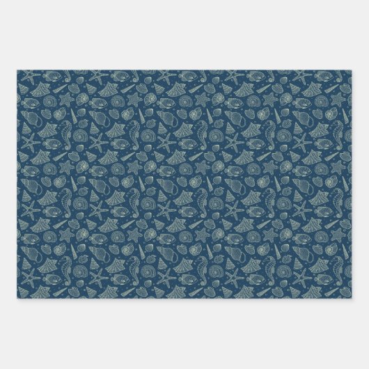 Patroon van oceaanbewoners inpakpapier vel (Voorkant)