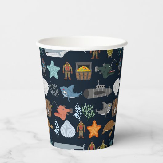 Patroon van oceaanbewoners papieren bekers (Achterkant)