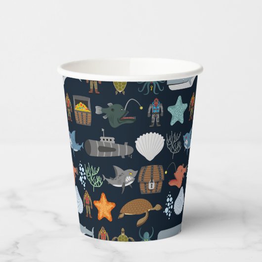 Patroon van oceaanbewoners papieren bekers (Links)