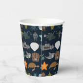 Patroon van oceaanbewoners papieren bekers (Rechts)