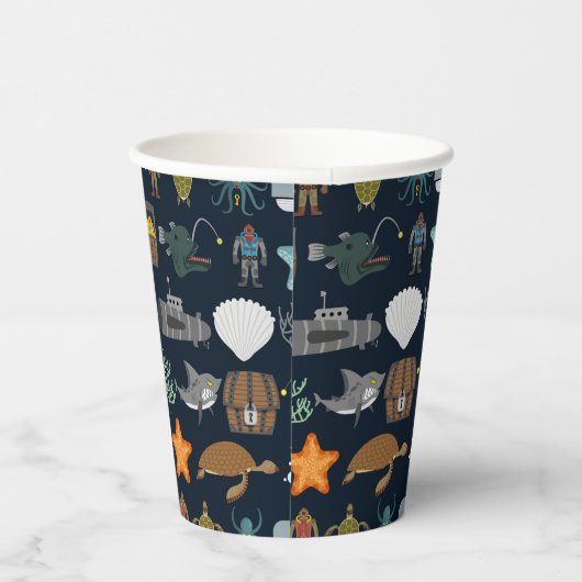 Patroon van oceaanbewoners papieren bekers (Rechts)